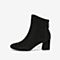 Tata/他她2018冬专柜同款黑色羊皮革通勤粗高跟女短靴FWJ41DD8
