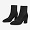Tata/他她2018冬专柜同款黑色拼接通勤套筒尖头高跟女短靴YBSF0DD8