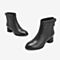 Tata/他她2018冬专柜同款黑色牛皮革通勤粗跟女短靴EFF01DD8