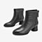 Tata/他她2018冬专柜同款黑色牛皮革通勤粗跟女短靴EFF01DD8