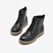 Tata/他她2018冬专柜同款黑色牛皮革马丁靴绑带休闲靴女短靴EQF01DD8