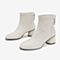 Tata/他她2018冬专柜同款白色牛皮革通勤粗跟女短靴EFF01DD8