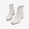 Tata/他她2018冬专柜同款白色牛皮革通勤粗跟女短靴EFF01DD8
