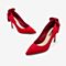 Tata/他她春专柜同款红色布面水钻蝴蝶结尖头鞋婚鞋高跟女鞋FGGA5AQ9