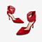 Tata/他她春专柜同款红色拼接蕾丝一字带尖头细高跟凉靴女凉鞋FWZA1AB9
