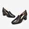 Tata/他她春专柜同款黑色牛皮革通勤高跟鞋奶奶鞋方头女鞋2BU21AM9