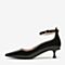 Tata/他她春专柜同款黑色漆牛皮革一字带尖头猫跟鞋浅口女鞋DRF01AQ9