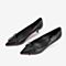 Tata/他她春专柜同款黑色牛皮革尖头猫跟鞋浅口女单鞋DZF01AQ9