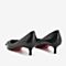 Tata/他她春专柜同款黑色牛皮革尖头猫跟鞋浅口女单鞋DZF01AQ9