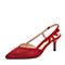 Tata/他她夏专柜同款红色沙丁布水钻尖头高跟婚鞋女凉鞋GEF02BH9