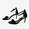 Tata/他她夏专柜同款黑色拼接一字带细高跟女凉鞋HSF02BL9