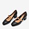 Tata/他她秋专柜同款黑色牛皮革通勤方头一字带粗跟女单鞋WAH01CQ9