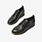 Tata/他她秋专柜同款黑色牛皮革英伦风绑带字母织带女单鞋SAU01CM9