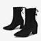 Tata/他她冬专柜同款黑色布面尖头瘦瘦靴粗高跟女中靴WCZ01DZ9