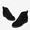 Tata/他她冬专柜同款黑色牛剖层革绑带方跟短筒靴女靴WCU01DD9