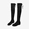 Tata/他她冬专柜同款黑色布面瘦瘦靴过膝靴高筒方跟女靴WDA02DC9
