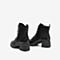 Tata/他她冬专柜同款黑色牛皮革马丁靴粗跟休闲女短靴7BU40DD9