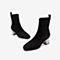 Tata/他她冬专柜同款黑色布绒面字母织带粗高跟女中靴FEO60DZ9