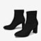 Tata/他她冬专柜同款黑色布面通勤尖头粗高跟短筒靴女靴WDP01DD9
