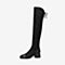 Tata/他她冬专柜同款黑色拼接休闲瘦瘦靴过膝粗跟女长靴CXF07DC9