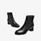 Tata/他她冬专柜同款黑色牛皮革通勤圆头粗跟短筒女靴CEJ01DD9