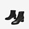Tata/他她冬专柜同款黑色牛皮革通勤圆头粗跟短筒女靴CEJ01DD9