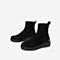 Tata/他她冬专柜同款黑色布绒面套筒休闲靴坡跟女短靴GES01DD9