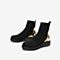 Tata/他她冬专柜同款黑色拼接织带袜靴休闲坡跟女中靴GES03DZ9