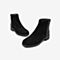 Tata/他她冬专柜同款黑色拼接绒面瘦瘦靴中跟短筒女靴YEK01DD9