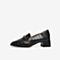 Tata/他她秋专柜同款黑色牛皮革方头乐福鞋粗跟女单鞋7AC20CM9