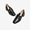 Tata/他她秋专柜同款黑色牛皮革方头乐福鞋粗跟女单鞋7AC20CM9