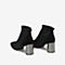 Tata/他她冬专柜同款黑色拼接方头粗跟袜靴通勤女短靴JFM01DD9