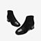 Tata/他她冬专柜同款黑色拼接简约圆头粗跟踝靴女短靴CXF02DD9
