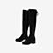 Tata/他她冬专柜同款黑色羊皮革后绑带过膝靴粗跟女长靴6HD01DC9