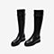 Tata/他她冬黑色复合材料圆头方跟骑士靴休闲长筒女靴WKI01DG9
