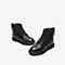Tata/他她冬专柜同款黑色牛皮革字母织带马丁靴女短靴WKQ01DD9