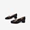 Tata/他她2020春专柜同款黑色牛皮革方头奶奶鞋粗跟女单鞋7AC07AQ0