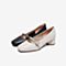 Tata/他她2020春专柜同款黑色牛皮革方头奶奶鞋粗跟女单鞋7AC07AQ0