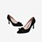 Tata/他她2020春专柜同款黑色羊皮革绒面尖头高跟鞋女单鞋7AA16AQ0