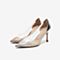 Tata/他她2020春专柜同款白/粉金透明胶片水钻尖头高跟鞋女单鞋7AA13AQ0