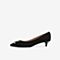Tata/他她2020春专柜同款黑色羊皮革金属饰尖头小猫跟女单鞋FCYA5AQ0