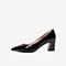 Tata/他她2020春专柜同款黑色漆牛皮革通勤尖头粗高跟女单鞋FENC7AQ0