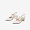 Tata/他她2020春专柜同款米色羊皮革尖头高跟鞋后空女凉鞋FENC5AH0