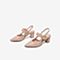 Tata/他她2020春专柜同款粉杏羊皮革尖头高跟鞋后空女凉鞋FENC5AH0