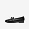 Tata/他她2020春专柜同款黑色羊皮革圆头乐福鞋平底鞋女单鞋JDF03AM0