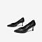 Tata/他她2020春专柜同款黑色羊皮革通勤尖头细跟浅口女单鞋XAX05AQ0