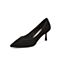 Tata/他她2020春专柜同款黑色羊皮革绒面尖头水钻细跟女单鞋XAX06AQ0