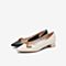Tata/他她2020春专柜同款米白牛皮革蝴蝶结尖头粗跟女单鞋XHZ01AQ0