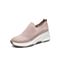 Tata/他她2020春专柜同款粉色布面水钻袜子鞋坡跟女休闲鞋SHY02AM0