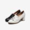 Tata/他她2020春米白牛皮革通勤流苏高跟鞋圆头粗跟女单鞋DSCAHAM0